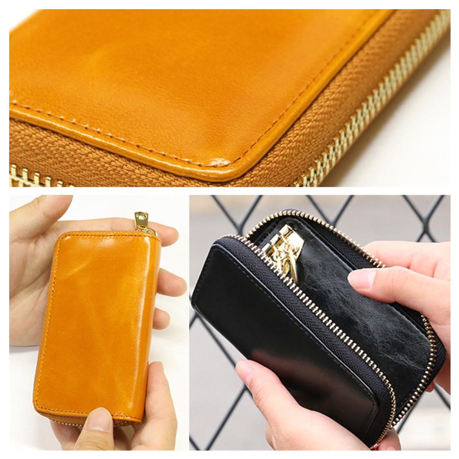 キーケース 【 名入れ 無料】 スマートキー オイルレザー メンズ レディース 本革 ファスナー プレゼント 記念日 ギフト 送別  誕生日 内祝い クリスマス | ブランド登録なし | 10