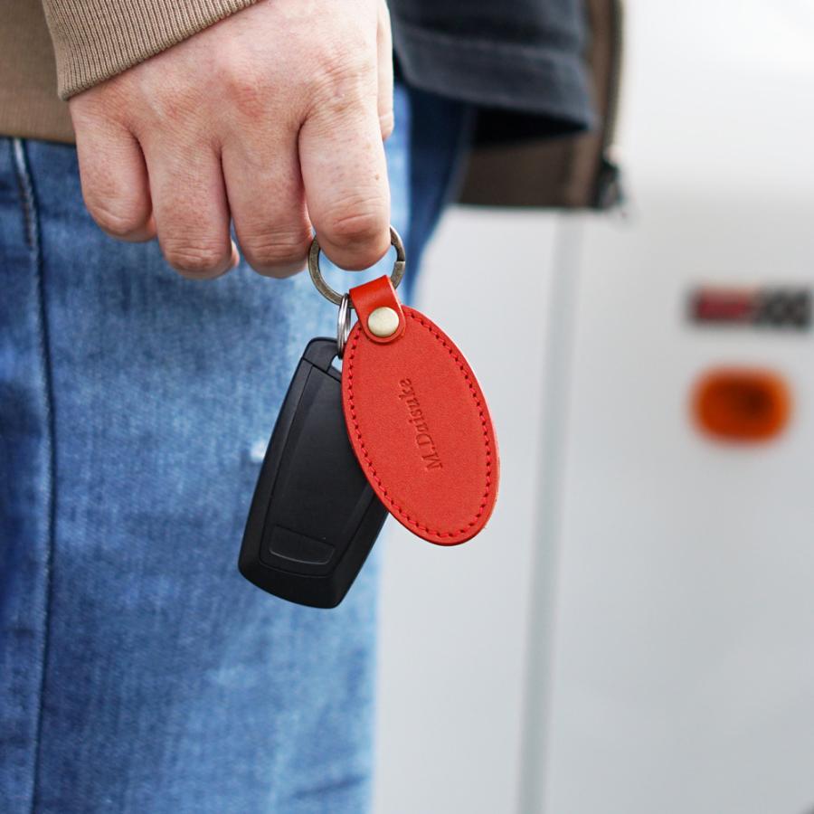 キーホルダー 革 【 名入れ 無料】ラージタグキーホルダー 丸型 たまご型 栃木レザー 本革 牛革 レディース メンズ 誕生日 記念品 革婚式 内祝い | ブランド登録なし | 10