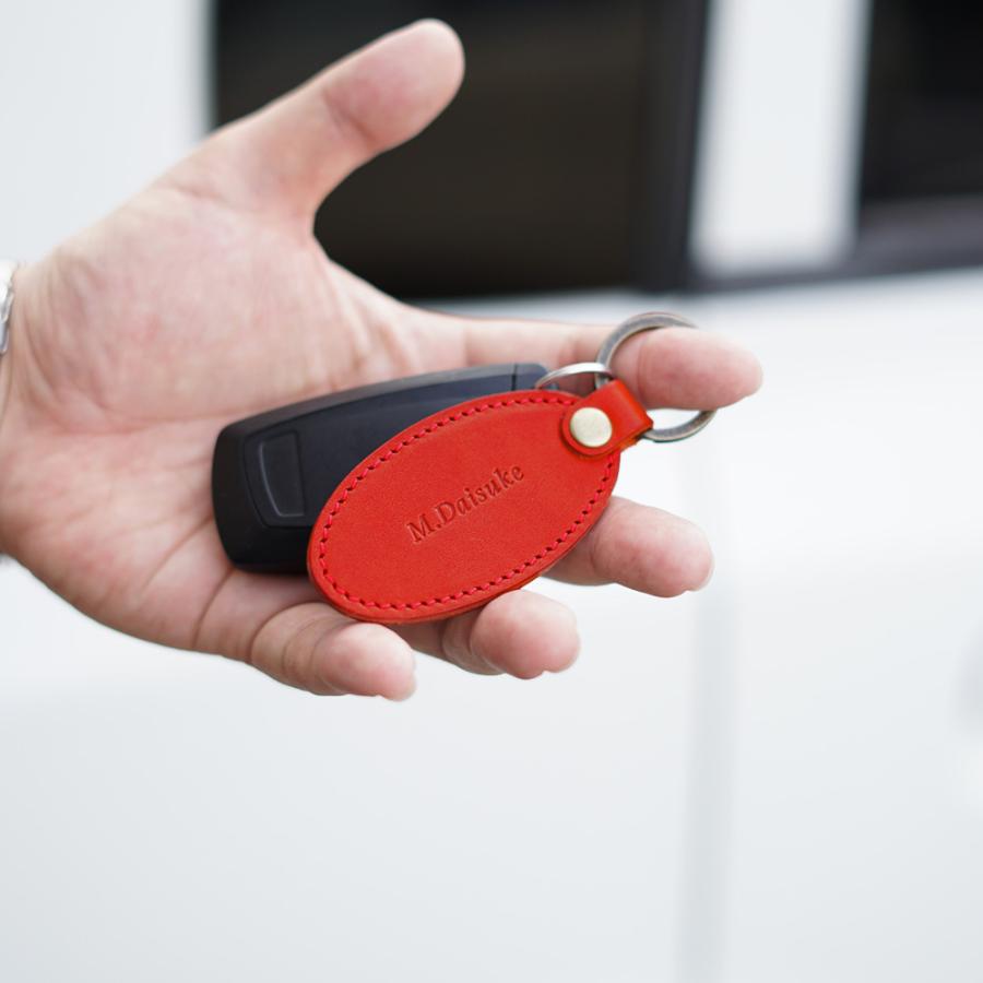 キーホルダー 革 【 名入れ 無料】ラージタグキーホルダー 丸型 たまご型 栃木レザー 本革 牛革 レディース メンズ 誕生日 記念品 革婚式 内祝い | ブランド登録なし | 11