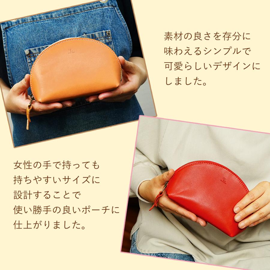 ポーチ 本革 栃木レザー 半月ポーチ レディース 小物入れ 小さめ おしゃれ 旅行 レザー 可愛い ミニ 軽量 マチあり かわいい プレゼント 内祝い クリスマス | ブランド登録なし | 09
