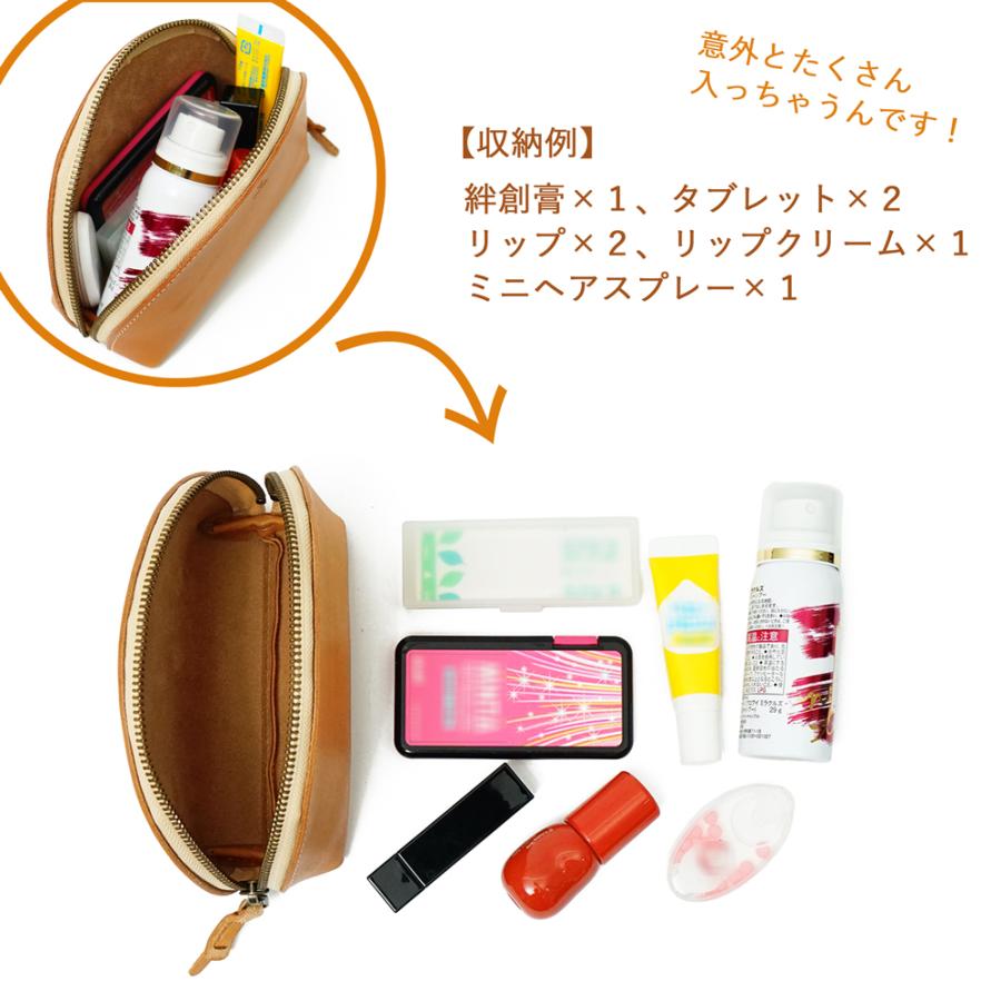 ポーチ 本革 栃木レザー 半月ポーチ レディース 小物入れ 小さめ おしゃれ 旅行 レザー 可愛い ミニ 軽量 マチあり かわいい プレゼント 内祝い クリスマス | ブランド登録なし | 11