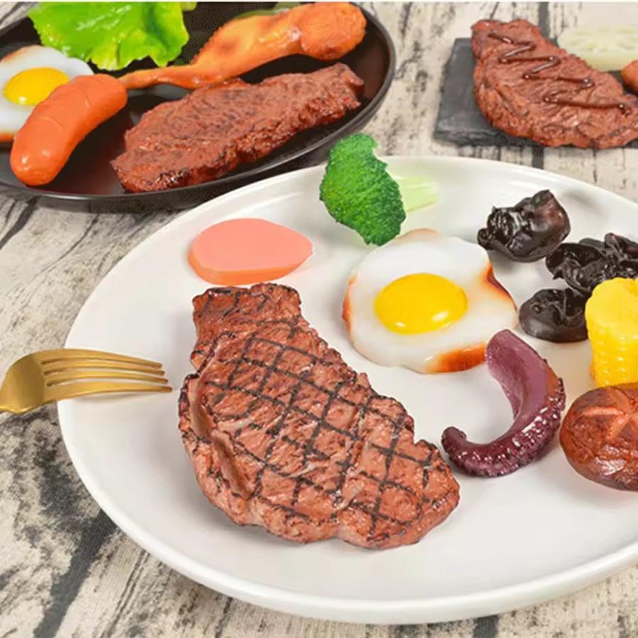 ☆リアルな見た目☆ 食品サンプル ステーキ お肉 牛肉 洋食 全長15cm