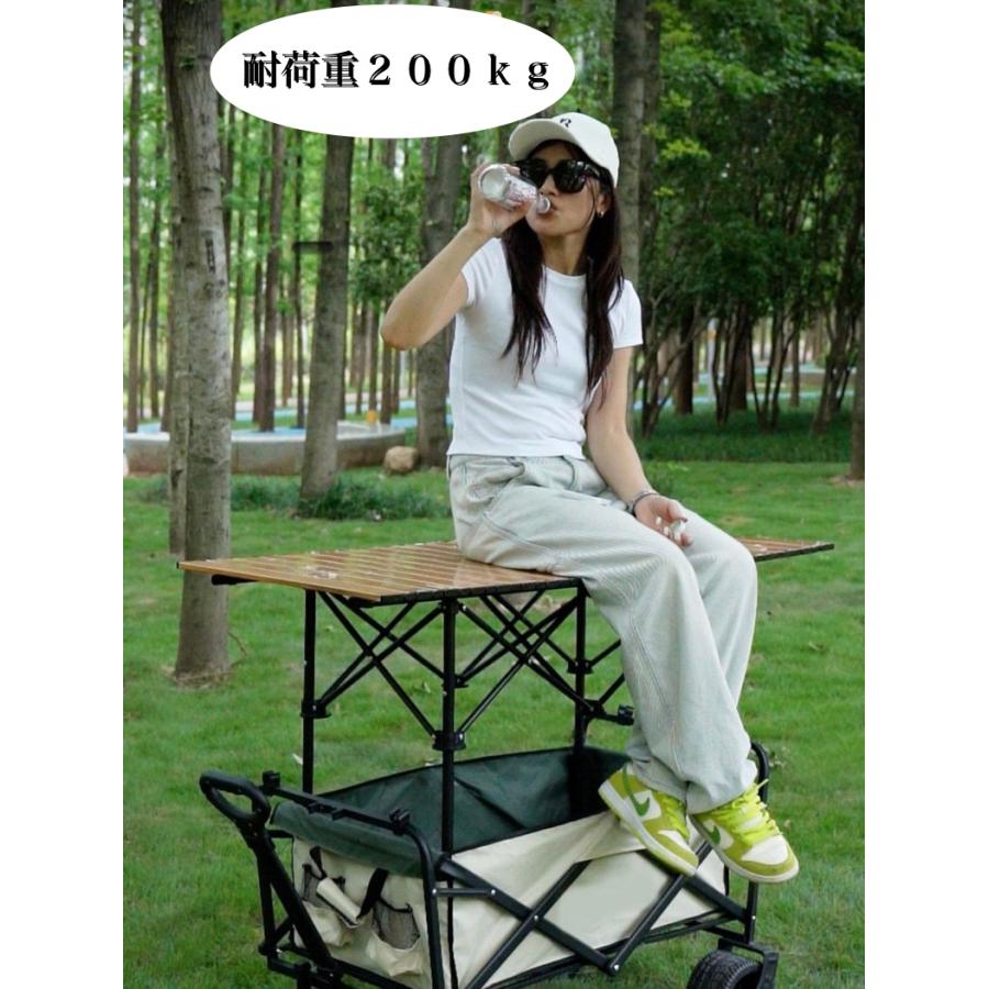 ☆天板の高さ調節可能☆ 大容量 机になるアウトドアワゴン 折り畳み式
