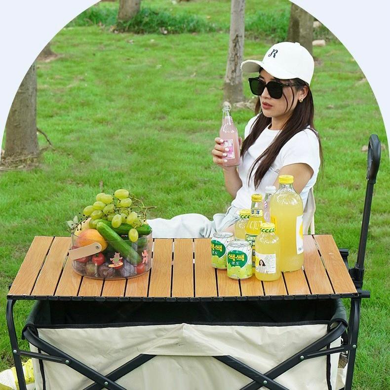 ☆天板の高さ調節可能☆ 大容量 机になるアウトドアワゴン 折り畳み式