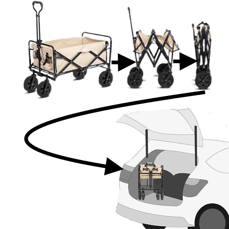 ☆天板の高さ調節可能☆ 大容量 机になるアウトドアワゴン 折り畳み式