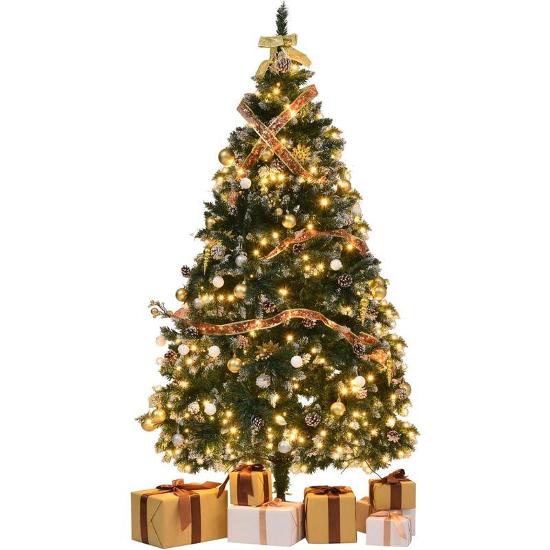 Kozomyer クリスマスツリー 120~180cm セット LEDライト付き オーナメントセット 雪化粧 豊富な枝数 スチール脚 北欧 - 5