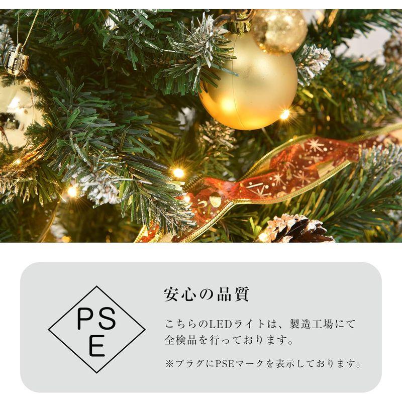 Kozomyer クリスマスツリー 120~180cm セット LEDライト付き オーナメントセット 雪化粧 豊富な枝数 スチール脚 北欧 - 2