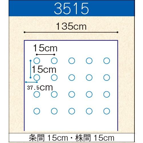 オリジナル白黒穴あきマルチ 厚さ0.021mm 幅135cm 長さ200m 45mm穴