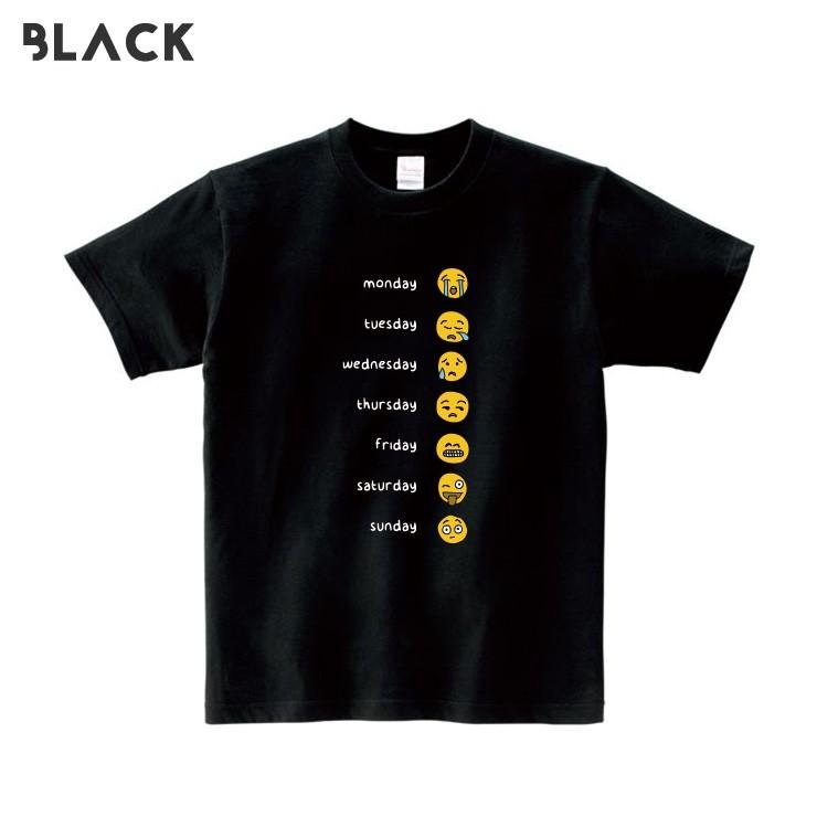 Tシャツ メンズ レディース 半袖 クルーネック プリントtシャツ おしゃれ 顔文字 絵文字 一週間 7デイズ Days ユニーク おもしろ Dt9525 M No Other 通販 Yahoo ショッピング