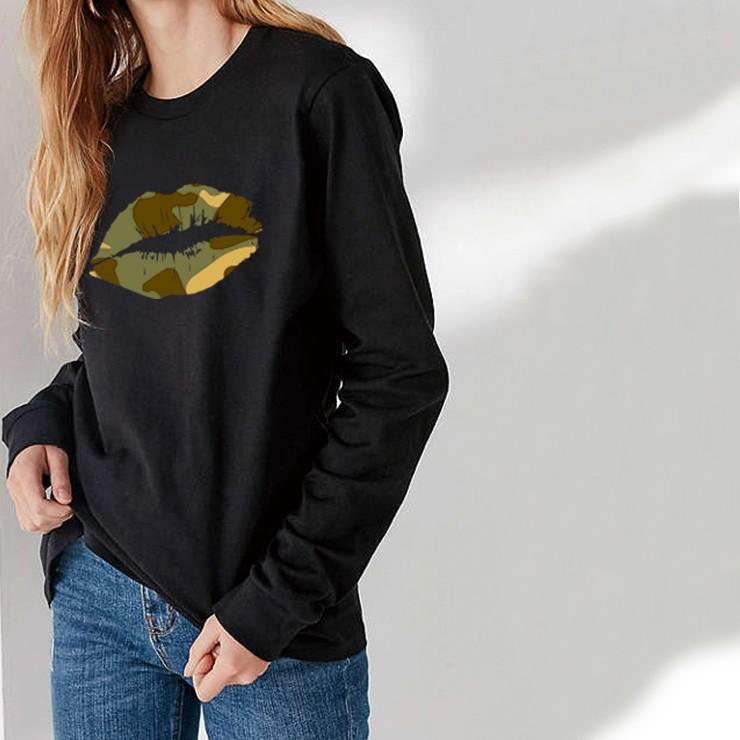ロンt レディース 長袖 Tシャツ メンズ トップス ペア リンクコーデ シンプルだから合わせやすい Kiss 唇 リップ キス マーク アーミー柄 迷彩 Longt4069 No Other 通販 Yahoo ショッピング