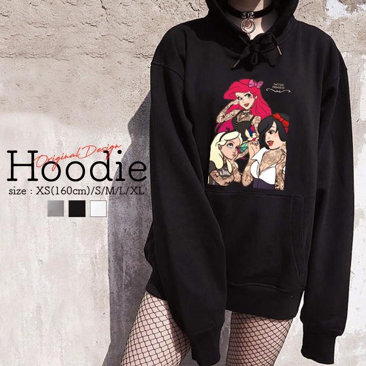 パーカー レディース メンズ 新作 スウェット パーカー プルオーバー フード 長袖 Hoodie ペア カップル タトゥ プリンセス アリス 白雪姫 人魚姫 Punk Tattoo P6 No Other 通販 Yahoo ショッピング
