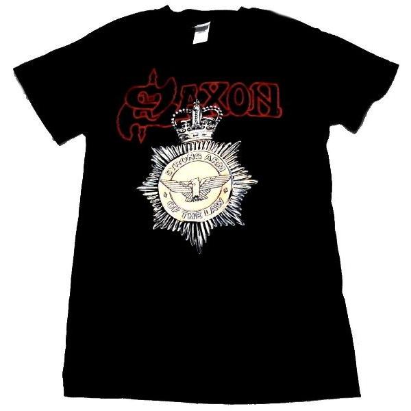 T-shirt Saxon 'Strong Arm Of The Law' - Noir, Impression Dos, Neuf Avec étiquettes, Coupe Regular