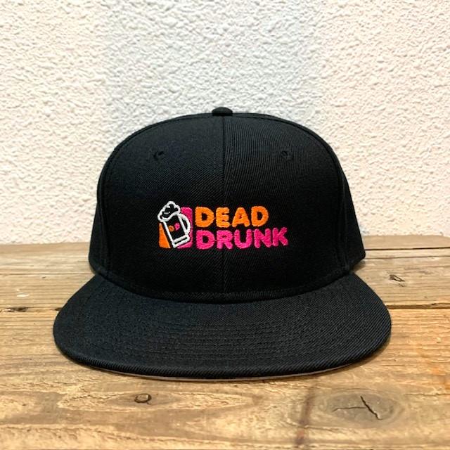 DEAD DRUNKARD ROSSO ブラックキャップ SOBER IS OVER!】DEAD DRUNK BB CAP ドーナツショップパロディ 刺繍