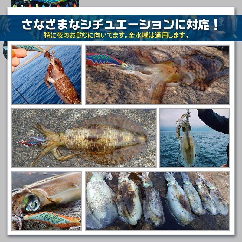 エギ ルアー 2 5 3 0 3 5号 10本セット イカ釣り エギング ケース セット ボンバーフック ラトル内蔵 全身夜光 爆釣り 針先蓄光 釣具 年末のプロモーション イカ釣り