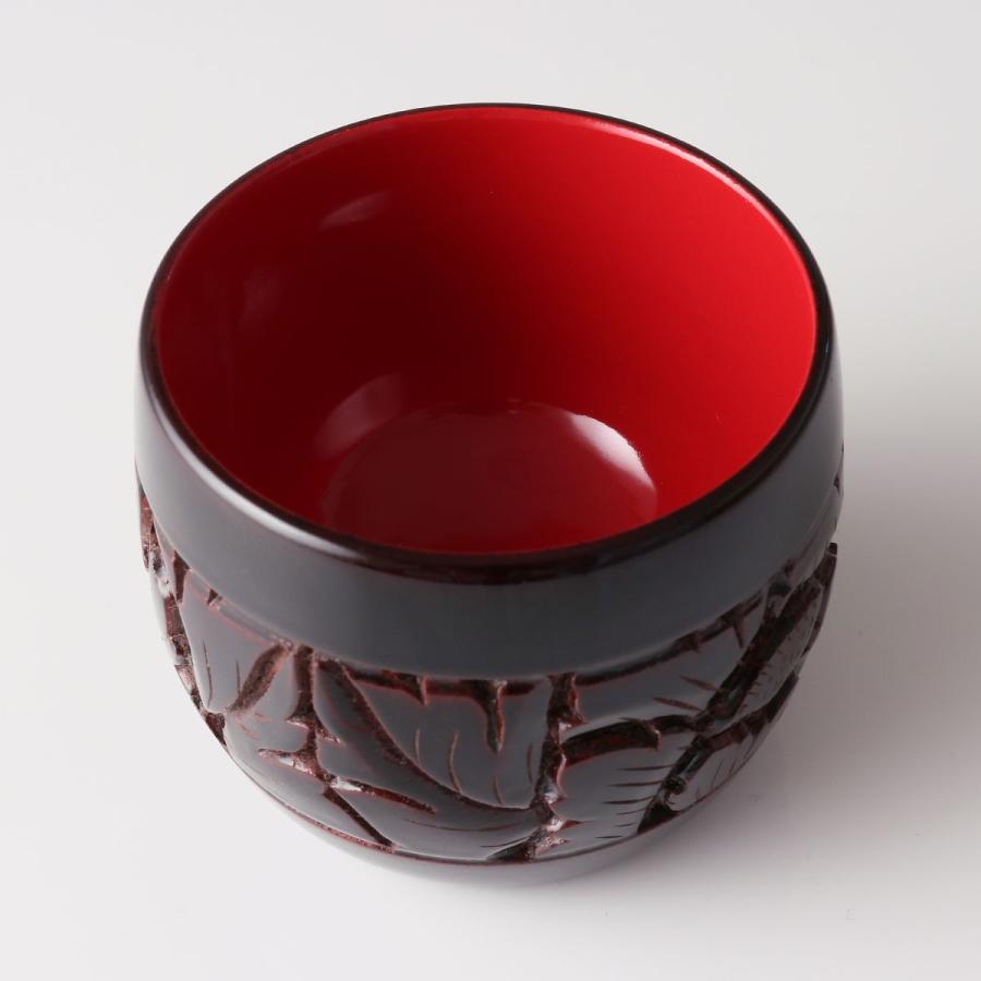 藤井漆工 村上堆朱 ぐい呑 牡丹唐草 朱溜塗｜酒器 漆器 おちょこ お