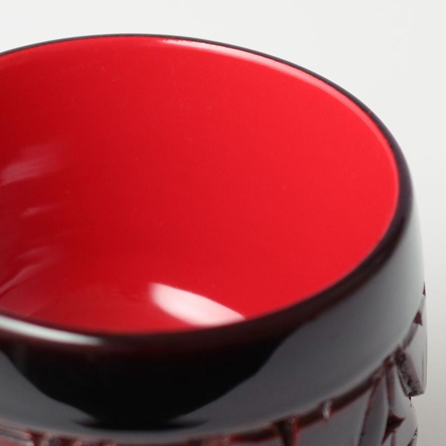 藤井漆工 村上堆朱 ぐい呑 牡丹唐草 朱溜塗｜酒器 漆器 おちょこ お