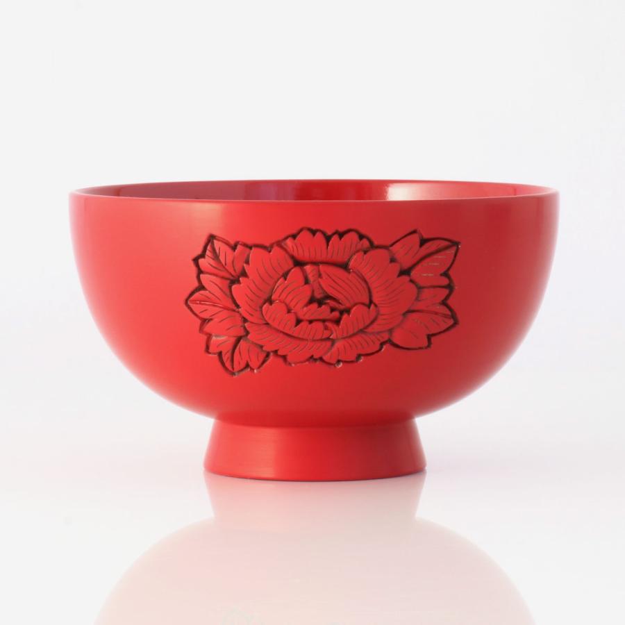 藤井漆工 村上堆朱 夫婦椀 牡丹｜漆器 お椀 新潟 村上 厄除け 魔除け