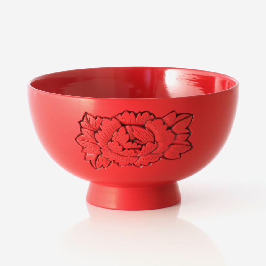 藤井漆工 村上堆朱 夫婦椀 牡丹｜漆器 お椀 新潟 村上 厄除け 魔除け