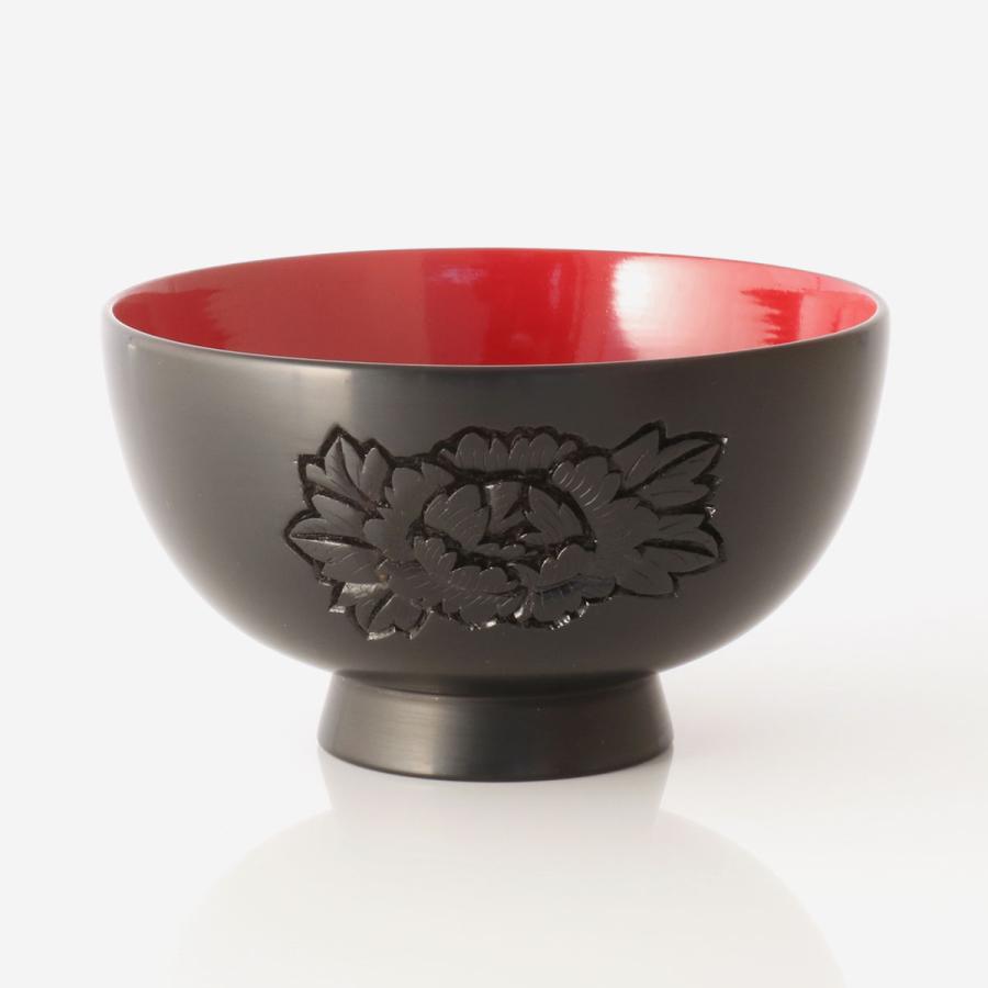 藤井漆工 村上堆朱 夫婦椀 牡丹｜漆器 お椀 新潟 村上 厄除け 魔除け