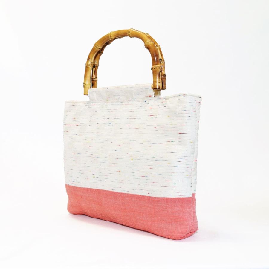 IONO 小千谷縮布 おぢやちぢみふ バッグ 絹乱織×縮 緋色 : 八百萬屋