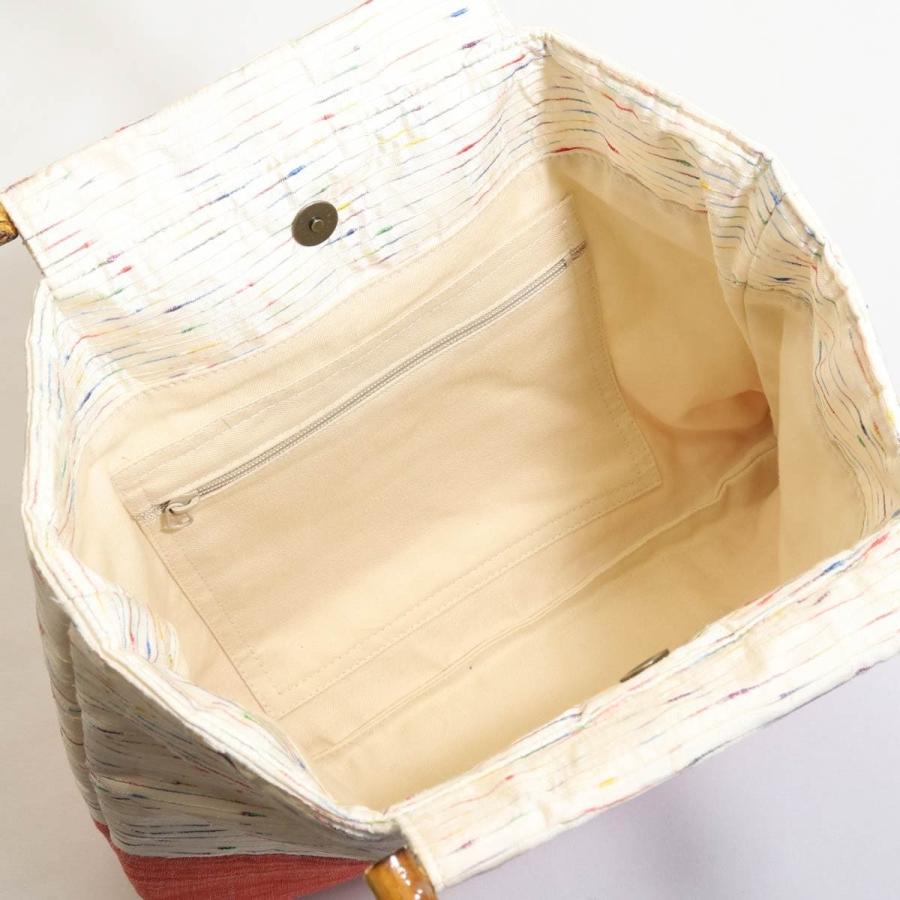 IONO 小千谷縮布 おぢやちぢみふ バッグ 絹乱織×縮 緋色 : 八百萬屋
