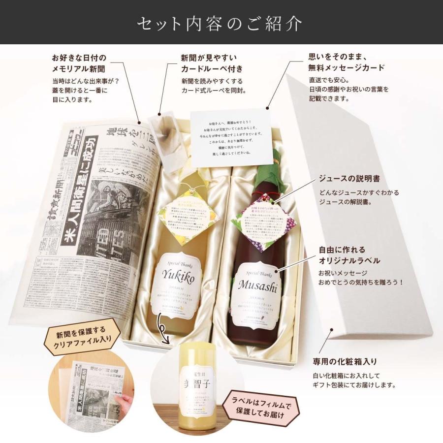 卒寿祝い 誕生日 結婚記念日 プレゼント 名入れ 90年前の新聞付き 贈り物 ギフト ノンアルコール 高級果実 ル レクチエ＆ぶどうジュース【500ml×2本セット】 |  | 09