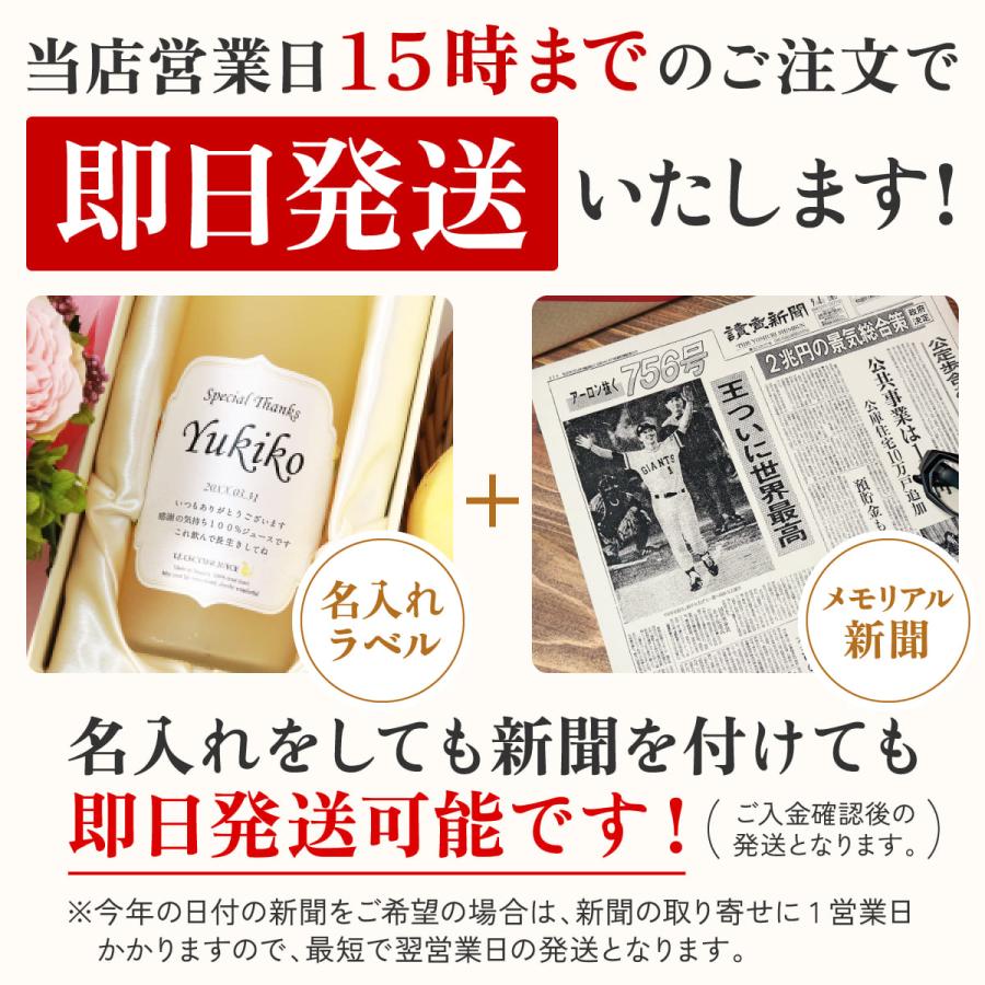 誕生日 記念日 プレゼント 長寿祝い 名入れ メモリアル新聞付き ちゃんちゃんこ ギフト ノンアルコール ル レクチエ 洋梨ジュース 500ml |  | 18