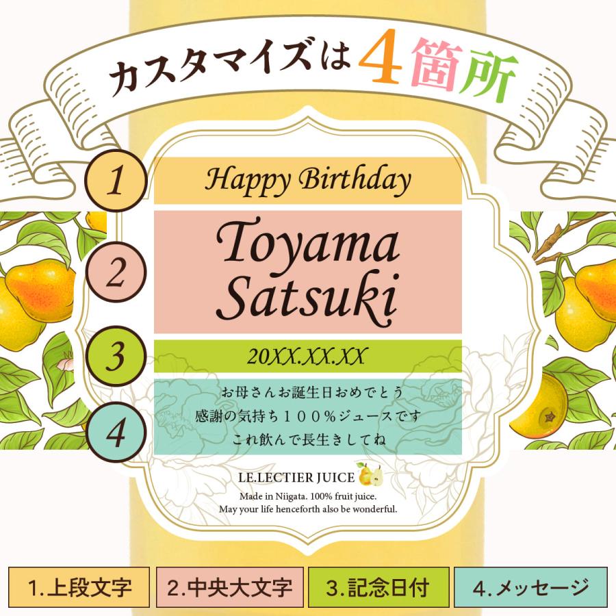 誕生日 結婚記念日 プレゼント 長寿祝い 名入れ メモリアル新聞付き 贈り物 ギフト 高級果実 ル レクチエ 洋梨ジュース 500ml |  | 05