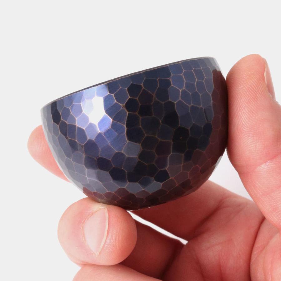 清雅堂 鎚起銅器 酒器「ぐい呑み」青藍色（口径50mm、容量50ml）[清雅