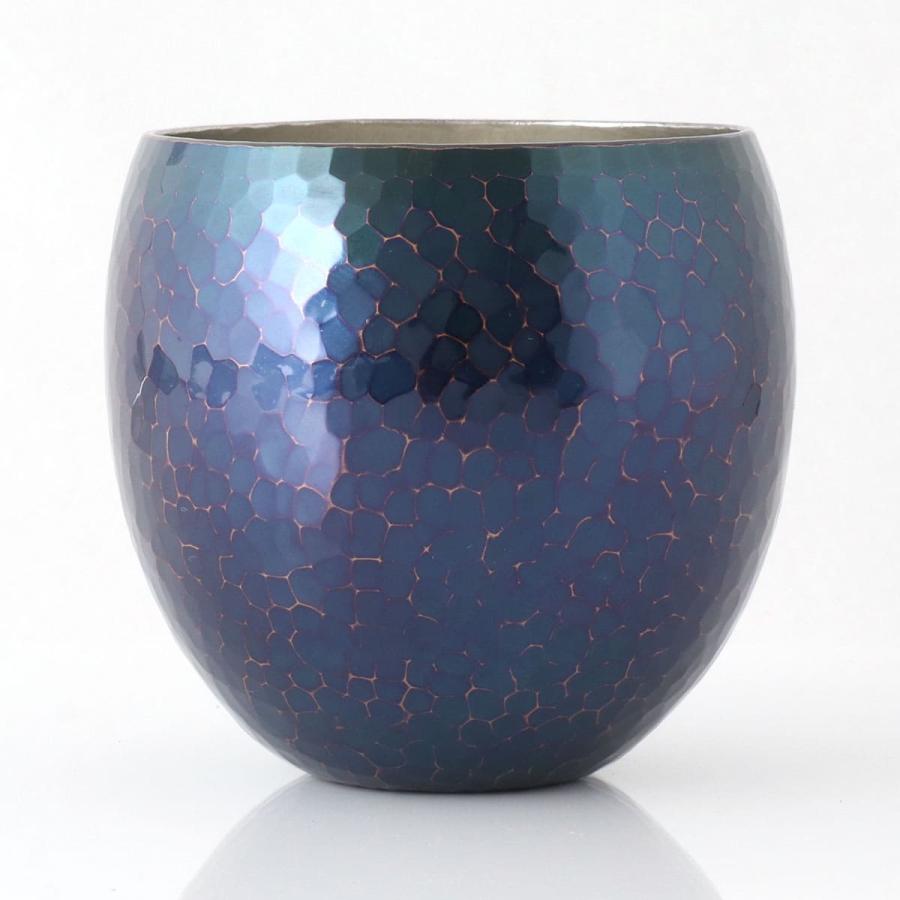 清雅堂 鎚起銅器 酒器 「焼酎カップ」青藍色（口径78mm、容量260ml 