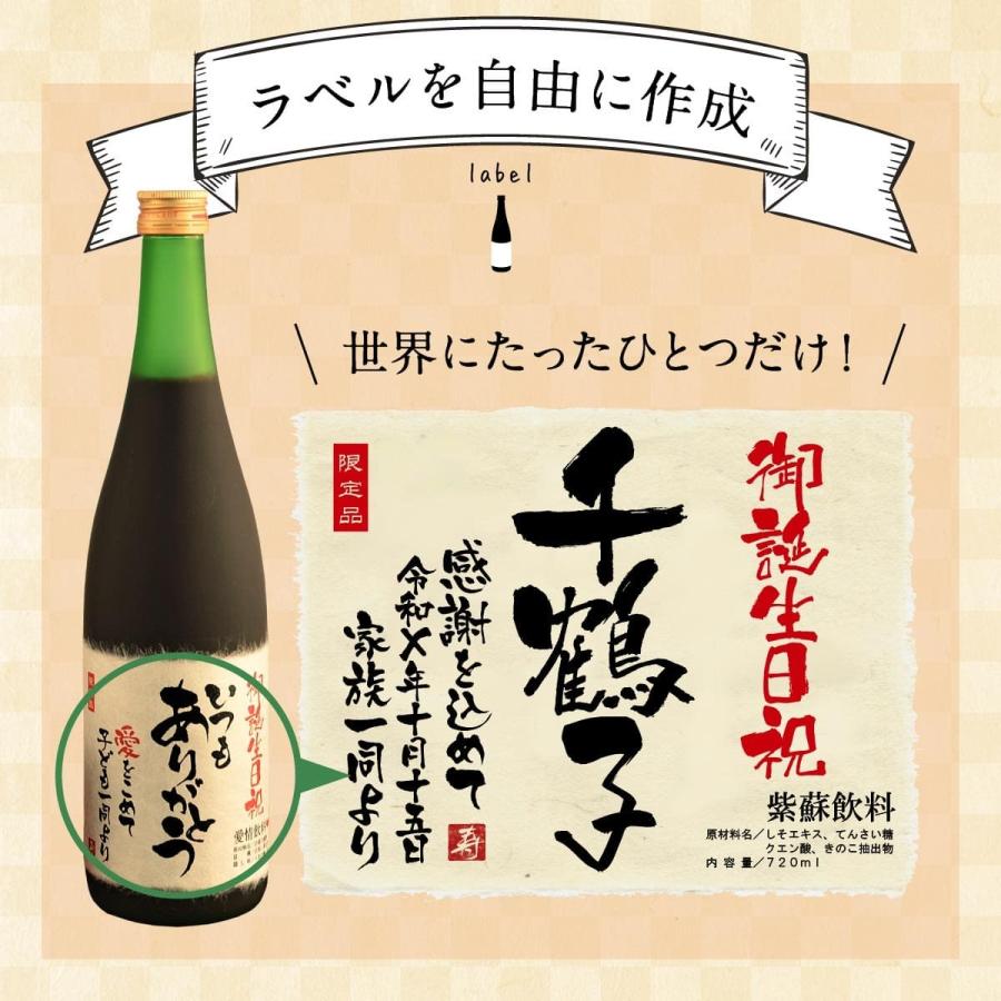 卒寿祝い 誕生日 プレゼント 結婚記念日 お祝い 健康 長寿祝い 名入れ 90年前の新聞付き 贈り物 ギフト ノンアルコール ポリフェノール 紫蘇ジュース 720ｍl_2