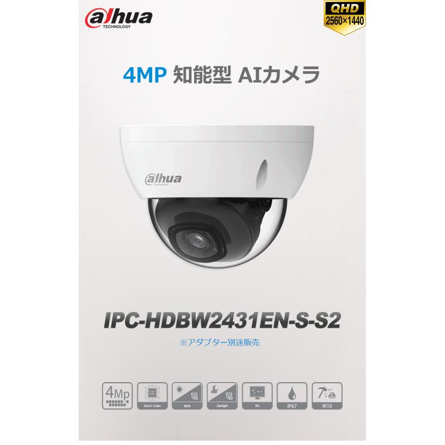 DAHUA][IP-4M] 防犯カメラ 監視カメラ 屋外 屋内 200万画素 4ch 4POE 2