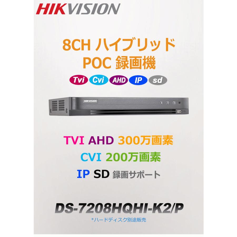 [HIKVISION] 防犯カメラ 300万画素 高画質 POC CCTV HD-TVI 8CH 録画機 3メガピクセル H.265+ 対応 デジタルレコーダー 8CH DVR DS-7208HQHI-K2/P｜no1cctv｜02