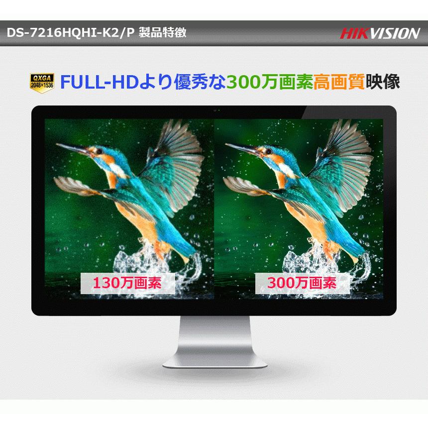 [HIKVISION] 防犯カメラ 300万画素 高画質 POC CCTV HD-TVI 16CH録画機 3メガピクセル H.265+ 対応 デジタルレコーダー 16CH DVR DS-7216HQHI-K2/P｜no1cctv｜03