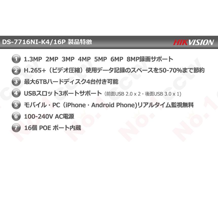HIKVISION] [IP-NVR 16CH] FULL-HD IP NVR 4K UHD 16CH ネットワーク