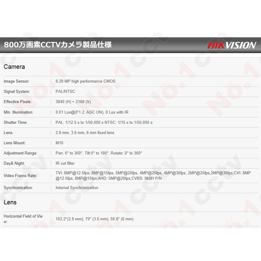 [HIKVISION][ハイブリッド 8M] 防犯カメラ 屋外 屋内 800万画素 超高画質 CCTV 5〜8台 HDD 1T装着 DS-2CE76U1T-ITPF DS-2CE16U1T-ITPF DS-7204HTHI-K1/K_20
