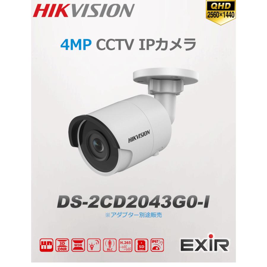[HIKVISION][IP-4M] 防犯カメラ 監視カメラ 屋外 屋内 QHD 15ch 16POE 4メガピクセル IP CCTV DS-2CD1143G0-I DS-2CD1043G0-I DS-7616NI-K2/16P｜no1cctv｜06