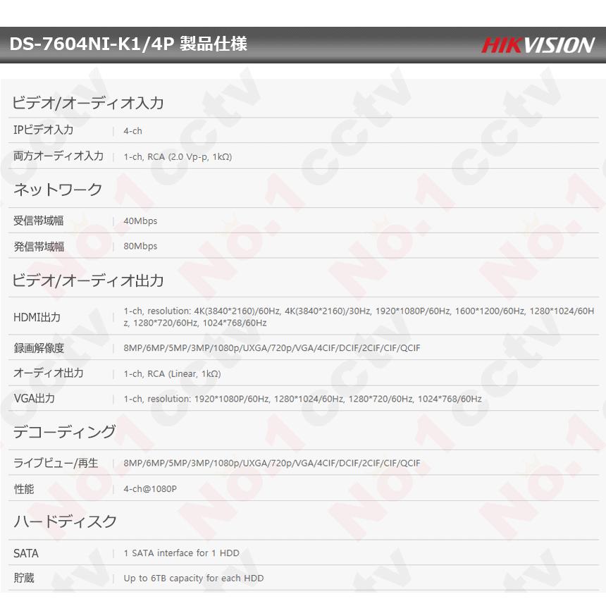 [HIKVISION][IP-8M] 防犯カメラ 監視カメラ 屋外 屋内 4K UHD 1ch 4POE 8メガピクセル IP CCTV DS-2CD2086G2-I DS-2CD2186G2-I DS-7604NI-K1/4P｜no1cctv｜18