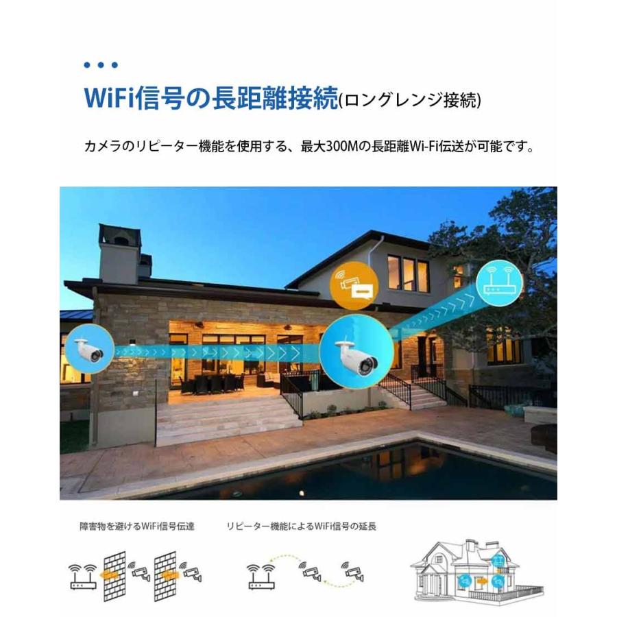 技適】防犯カメラ ワイヤレス 屋内屋外 300万画素 1〜8台セット