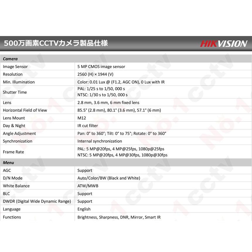 [HIKVISION][TVi-5M] 防犯カメラ 監視カメラ 屋外 屋内 500万画素 高画質 CCTV 自己設置 4ch 1TB HDD DS-2CE16H0T-ITPF DS-2CE56H0T-IRMMF iDS-7204HUHI-M1/S｜no1cctv｜19