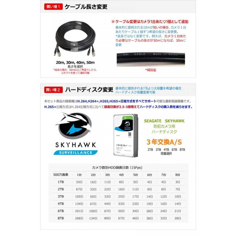 [HIKVISION][TVi-5M] 防犯カメラ 監視カメラ 屋外 屋内 500万画素 高画質 CCTV 自己設置 4ch 1TB HDD DS-2CE16H0T-ITPF DS-2CE56H0T-IRMMF iDS-7204HUHI-M1/S｜no1cctv｜07