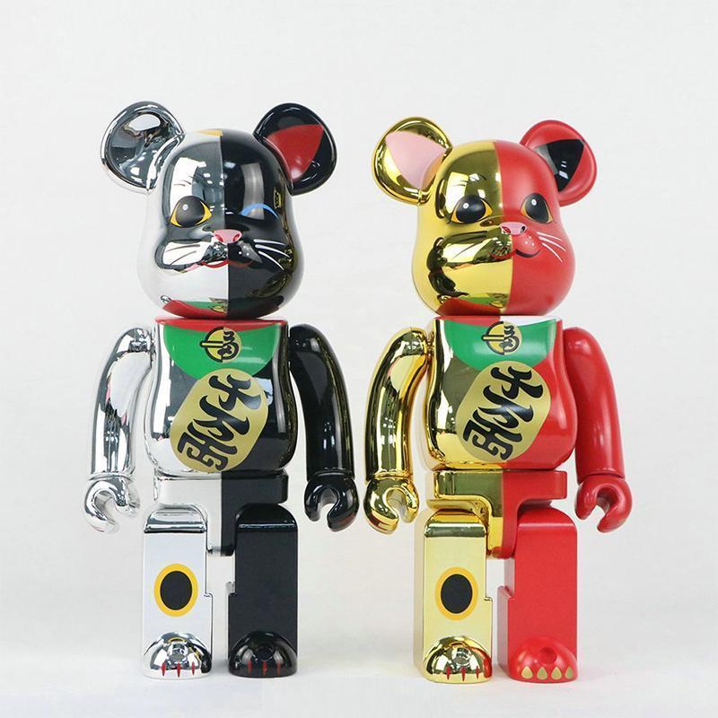 BE@RBRICK 招き猫　ベアブリック　bearbrick 熊 BEAR フィギュア　コレクション　400%　銀ｘ黒　金ｘ赤　誕生日　新年　インテリア｜no1soko003｜02