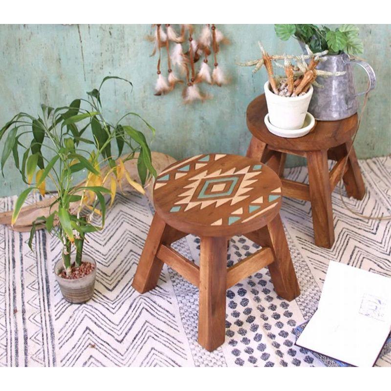 アジアン雑貨 インテリア 木製椅子 ラウンドスツール イス (ネイティブ) ハワイアン雑貨お土産