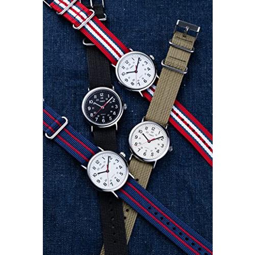 [TIMEX] 腕時計 ウィークエンダー ホワイト 文字盤 真鍮 ミネラルガラス クォーツ 38MM America アメリカ Watch T2N747 ブルー｜no9store｜03