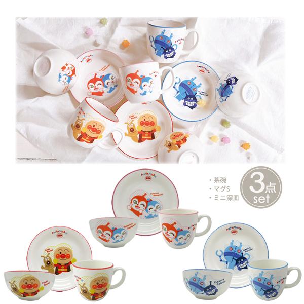 金正陶器 190160-80-3set アンパンマン 茶碗＆マグS＆ミニ深皿3