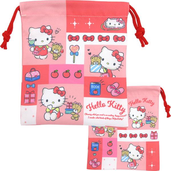ハローキティ 【ネコポス便発送可】30732 巾着3Pセット 異なる絵柄
