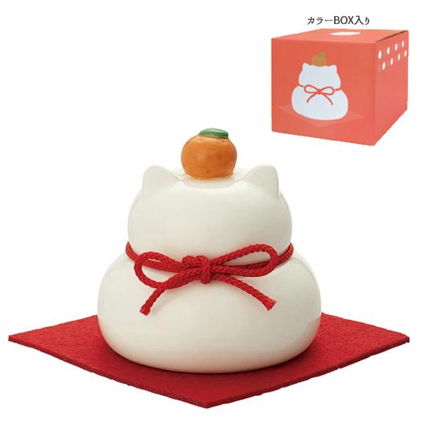 DECOLE（デコレ） DK-35797 陶器の猫鏡餅 S フェルトマット付き 陶製