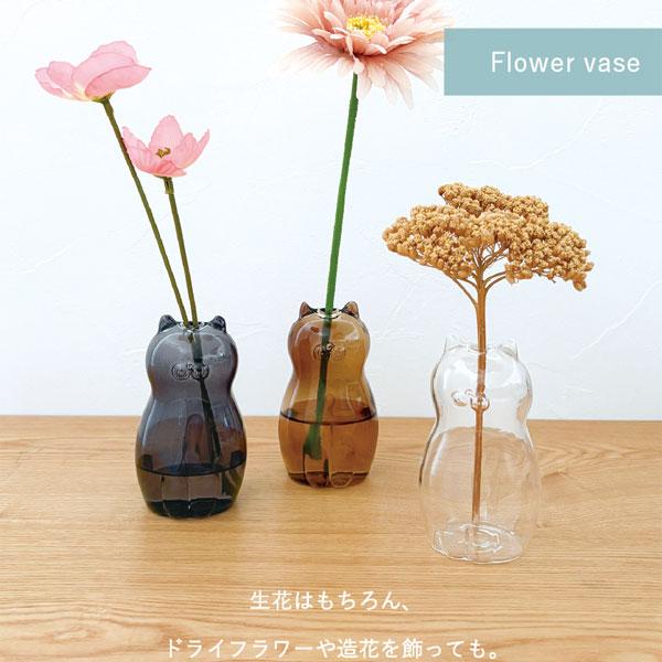 DECOLE（デコレ） LG-16141-43 Glass cat vase ネコの一輪挿し ガラス