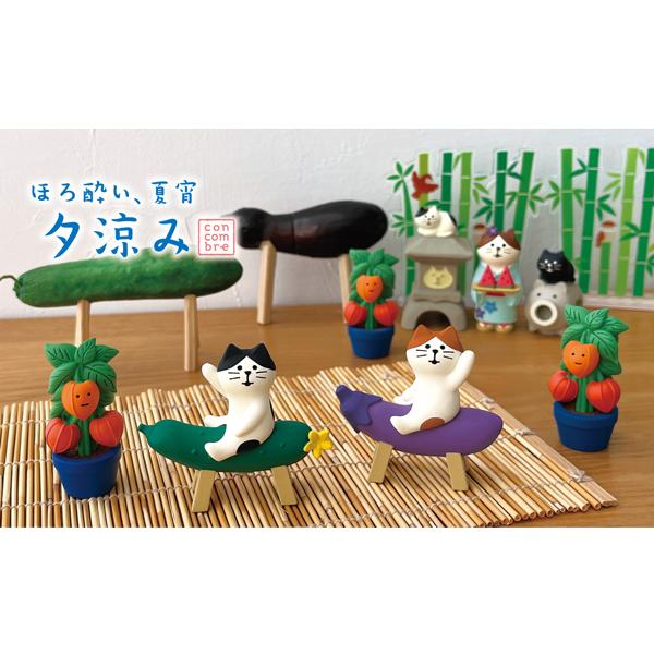 コンコンブル　デコレ　夏祭り　バーベキュー　パイナップルペンギン　ビール　スイカ DECOLE（デコレ） ZSV-16831D 西瓜いかが猫 ほろ酔い、夏宵 夕涼み