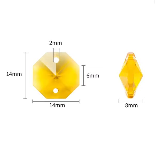 メール便可】【1個】ガラスビーズ 八角形 オクタゴン 穴二つ 14mm サン